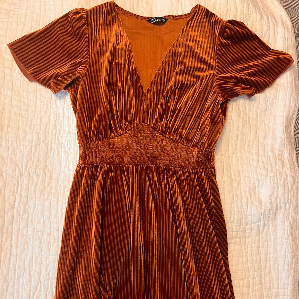 Rust Velvet Maxi Dress